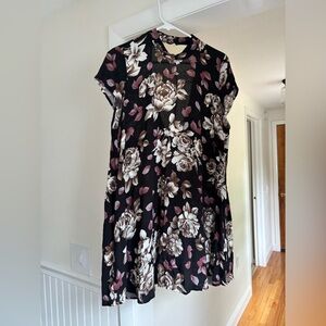 Floral Black and Brown Dress